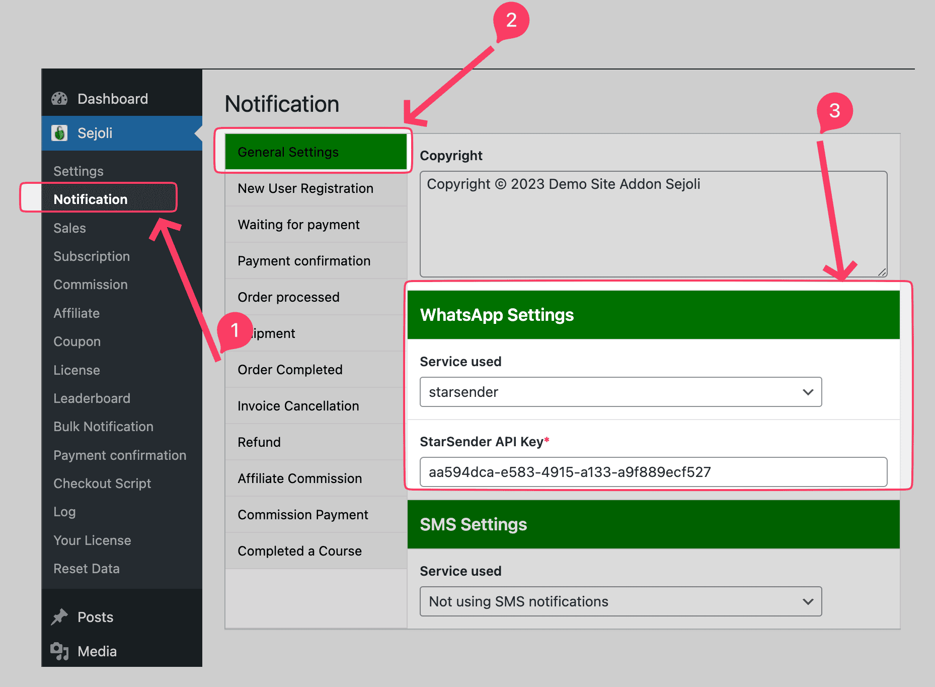 api key starsender