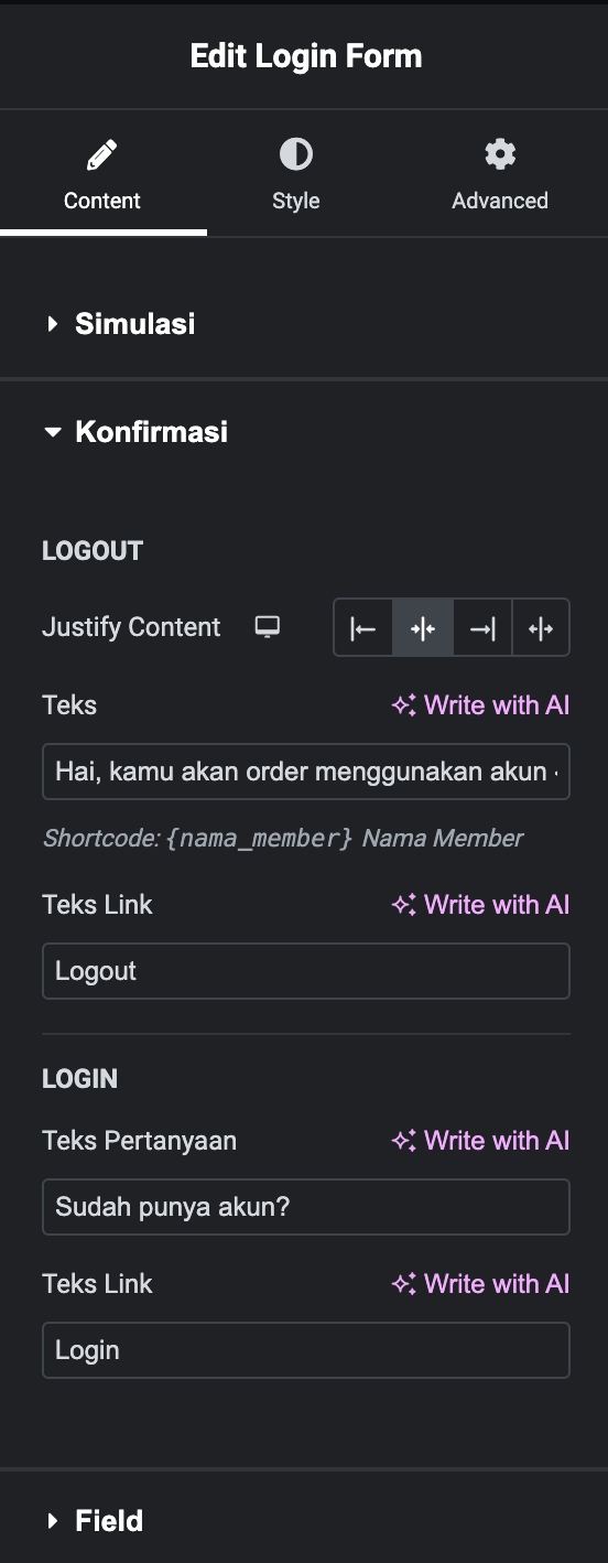 tab content
